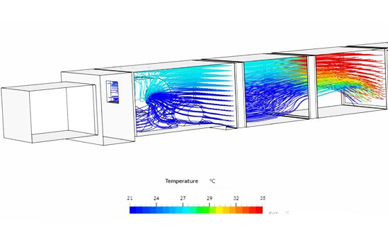 通过空气处理单元(AHU)的CFD气流模拟。通风建模对于了解良好的室内空气质量和建筑物的新鲜空气需求至关重要